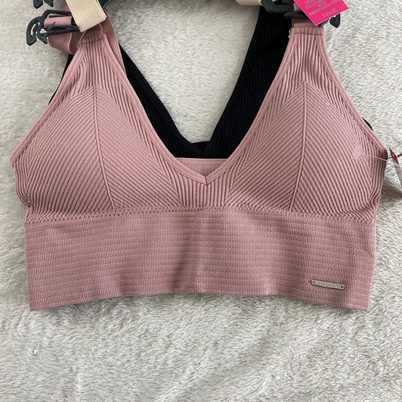 Vince Camuto Sports Bra Set 3pk Size M Cream Mauve Black Removeable Pads NWT - Picture 2 of 10